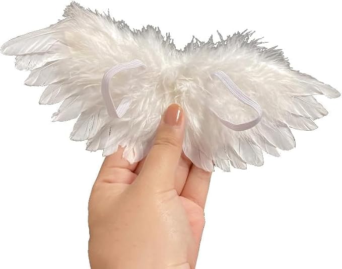 1 Pc White Mini White Angel Feather Wings Doll Feather Wings Photography Props by Unknown