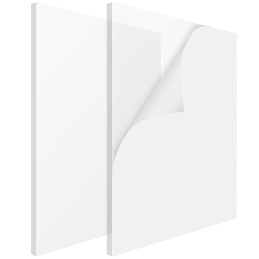 PINGEUI 2 Pack 12 x 8 x 3/8 Inch Clear Acrylic Plexiglass Sheets, Durable Cast by PINGEUI