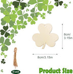 30Pcs St. Patrick's Day Leaves Unfinished Paintable Blank Wooden Festival - Image 2