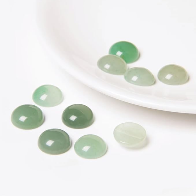 20pcs 10mm Natural Stone No Hole Green Aventurine Semicircle Smooth Cabochons - Image 3