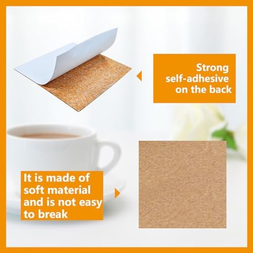 100 Pcs Cork Coasters Bulk, Square Cork Mats Backing Sheets - Image 3