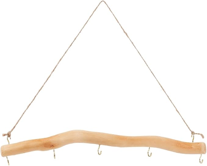 15 Inch 5 Hook Driftwood Wall Hanging Wall Mounted Jewelry Holder Natural Branch by SOFPLATE