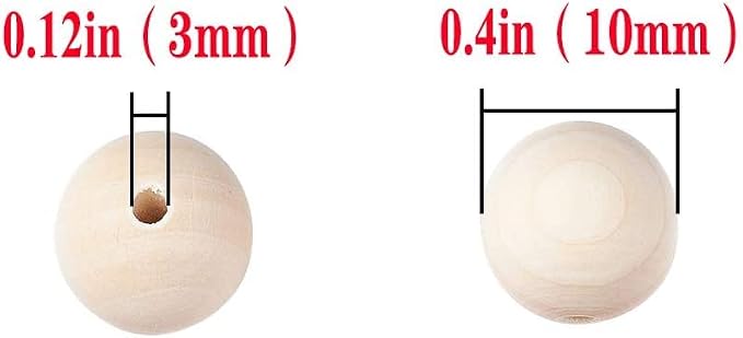 300Pcs 10mm Wood Beads Round Wooden Spacer Beads Unfinished Natural Wood Loose - Image 2