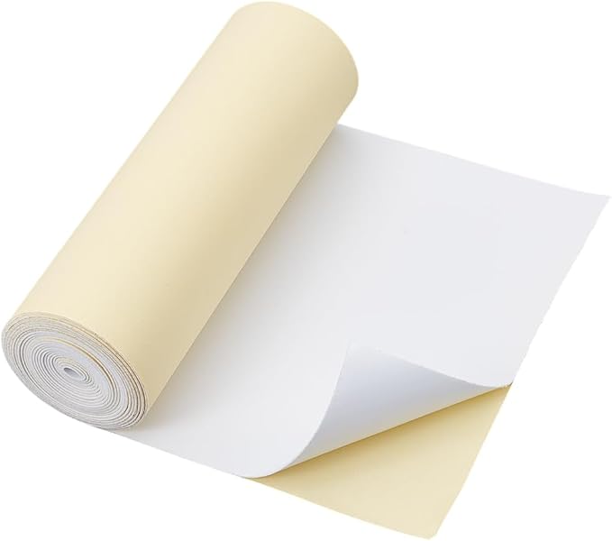 BENECREAT 118x8 Inch White Self Adhesive EVA Foam Roll, 1mm Thick Waterproof by BENECREAT