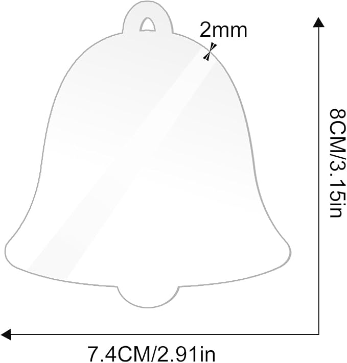 12 Pack Blank Christmas Bell Ornaments Christmas Hanging Ornaments Clear - Image 3