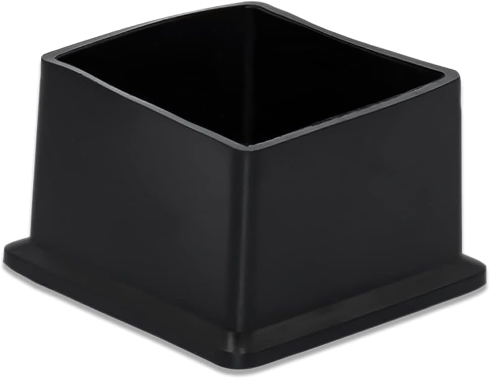 Flyshop Flexible Anti-Scratch PVC Patio Chair Table Leg Caps Tips Floor Protectors Square Furniture Covers, 20pcs, Black, 50 mm x 50 mm, 2" x 2"