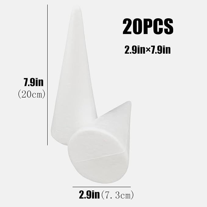 FFchuanhe 20-Pack Craft Foam Cones, Foam Tree Cones, - Image 2