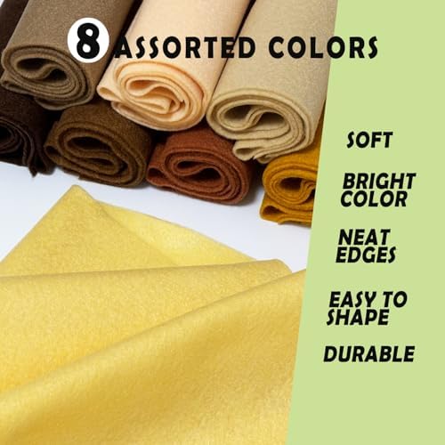 Brown 8 Assorted Soft Felt Sheets Fabric, Each 8'' x 36'' 1.6mm Thick | Long - Image 2