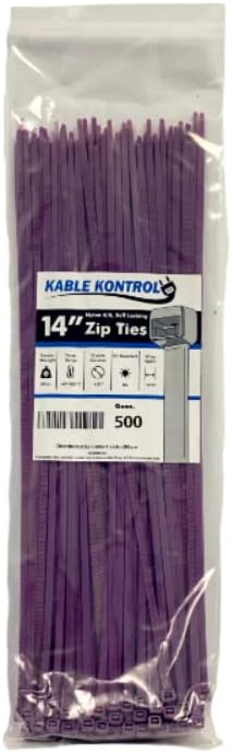Kable Kontrol Purple Zip Ties 14 Inch 500 Pcs, 50 Lbs Tensile Strength by KABLEKONTROL%C2%AE