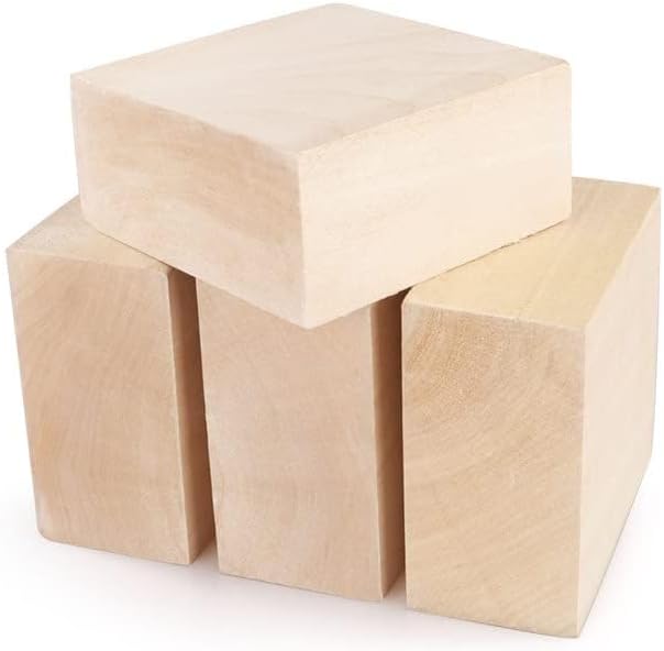 SHUESS 4 PCS Basswood Carving Blocks 4 X 4 X 2 inch Basswood - Image 2