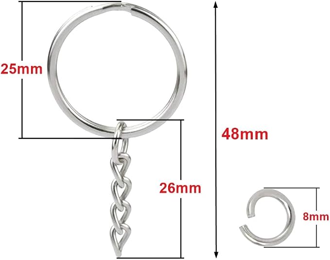 50Sets 1 inch Keychain Rings Silver Split Round Key Ring - Image 2
