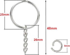 50Sets 1 inch Keychain Rings Silver Split Round Key Ring - Image 2