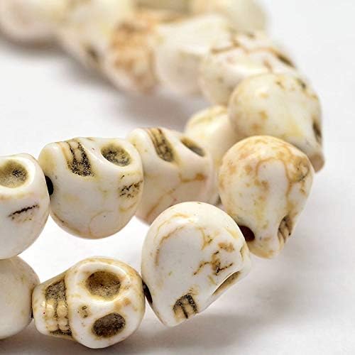 arricraft 10 Strands Creamy White Synthetic Turquoise Bead Strands Skull Shape by ARRICRAFT