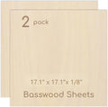 2 Pack Plywood Sheets, 17.1" x 17.1"x 1/8" Basswood Sheets | 3mm Basswood Craft by Hosifiy