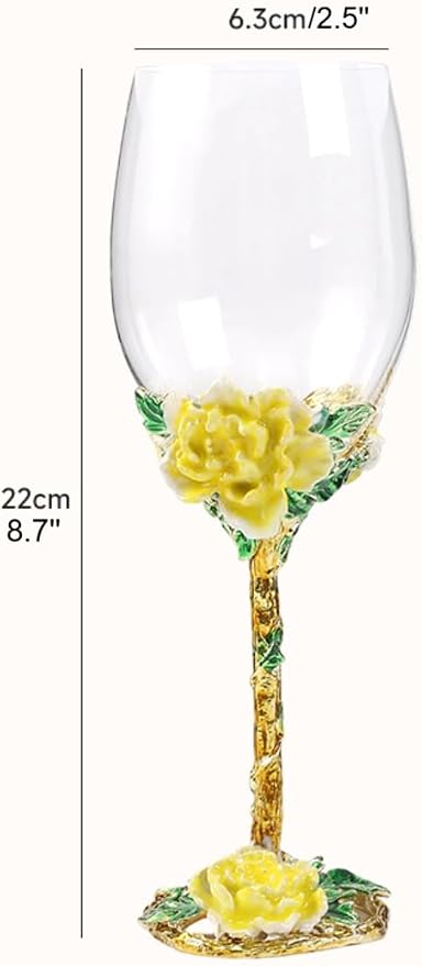 Simcat Handmade Painted Enamel Flower Glass Wine Glasses Transparent Refined - Image 2