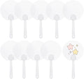 10Pcs Round Hand Fan Blank Plastic Hand Fans Bulk Summer Clear Transparent by SOFPLATE