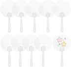 10Pcs Round Hand Fan Blank Plastic Hand Fans Bulk Summer Clear Transparent by SOFPLATE