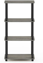 Furinno Turn-N-Tube No Tool 4-Tier Storage Shelf, French Oak Grey/Black - Image 5