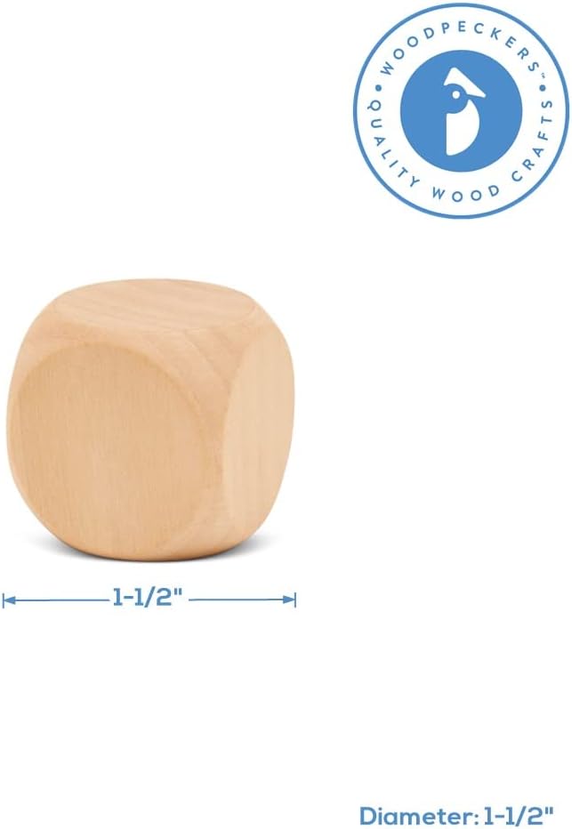 Wooden Blank Dice 1-1/2 inch x 1-1/2 inch, and Parties, by Woodpeckers - Image 4