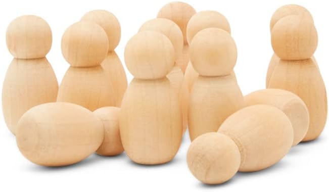 Wood Peg People, 1-3/8 Inch Bunting Shape Wooden People, Strong Birch Wood by Woodpeckers
