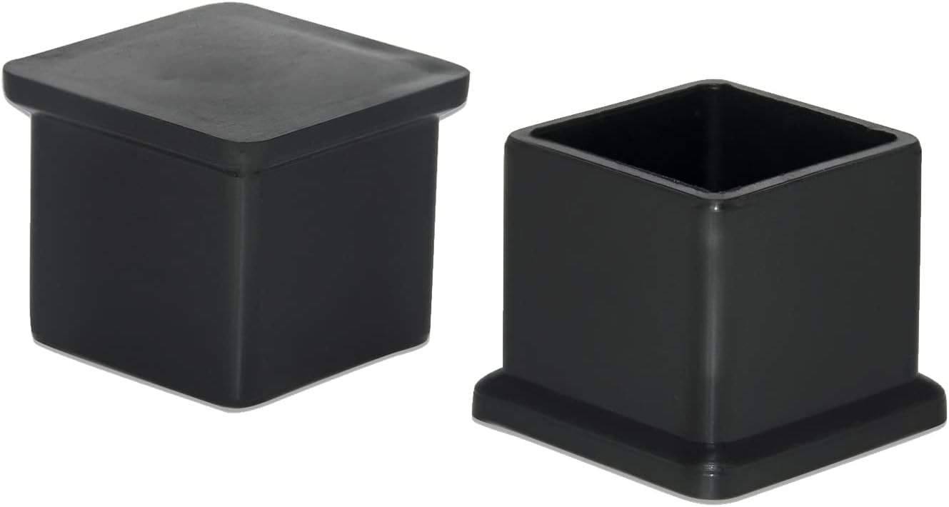 Flyshop 20 Pieces 22 x 22mm PVC Chair Leg Caps Square, Protective Caps for Chair Legs, Floor Protectors, [Noise Reduction & Anti-Scratch], Durable Chair Socks, Black Furniture Feet Gliders