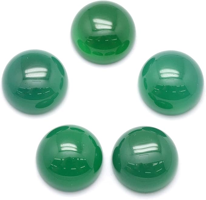 FASHEWELRY 50Pcs Natural Green Onyx Agate Cabochons Flat Back Gemstone by FASHEWELRY