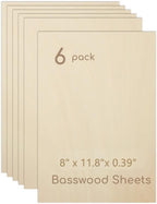 6 Pack Plywood Sheets, Unfinished Wood Boards Blanks by Hosifiy