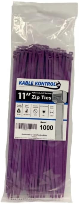 Kable Kontrol Purple Zip Ties 11 Inch 1000 Pcs, 50 Lbs Tensile Strength by KABLEKONTROL%C2%AE