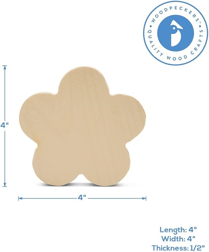 Chunky Wood Craft Flowers 4-inch x 4-inch, Spring Tiered Tray Decor & Party - Image 6