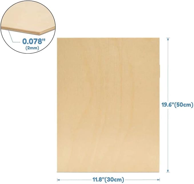 Plywood 12Pcs, 2MM 1/8" x 12" x 20" Inch, School Projects and DIY Projects - Image 2