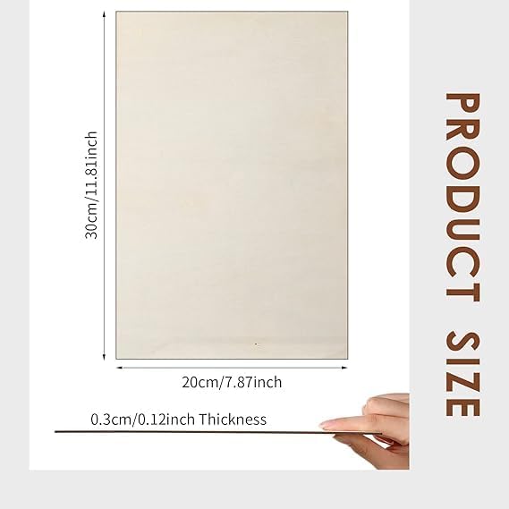 Plywood Board 20PCS 12" x8" x 1/12 inch Basswood Sheets Thin Wood Sheets Perfect - Image 2