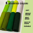 Green 8 Assorted Soft Felt Sheets Fabric, Each 8'' x 36'' 1.6mm Thick | Long - Image 2