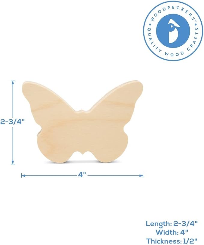 Chunky Butterfly Cutout 4-inch, 1/2 inch Thick, Unfinished Wood Crafts - Image 6