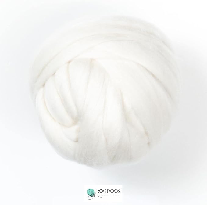 Extra Fine Merino Wool roving, 1 Lb. Best Snow White Wool - Image 2