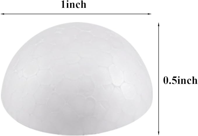 Crafjie 150PCS 1 Inchs Half Foam Balls White Half Round Polystyrene Foam Balls - Image 2