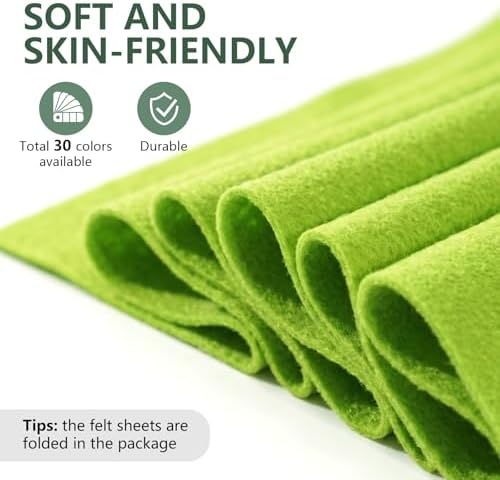Apple Green Felt Fabric 36'' X 36'', 1.4mm Large Felt Sheets Soft Durable - Image 3