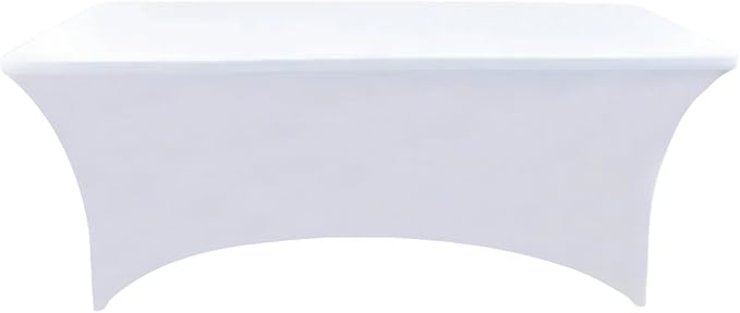 2-Pack 8ft White Spandex Table Covers - Image 7