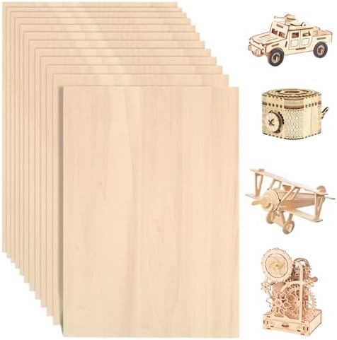 12 Pack Basswood Sheets for Crafts 12"x18"x1/8'', 3mm Thick Plywood for Laser by PONGJAWOODITEMSFORCRAFTS