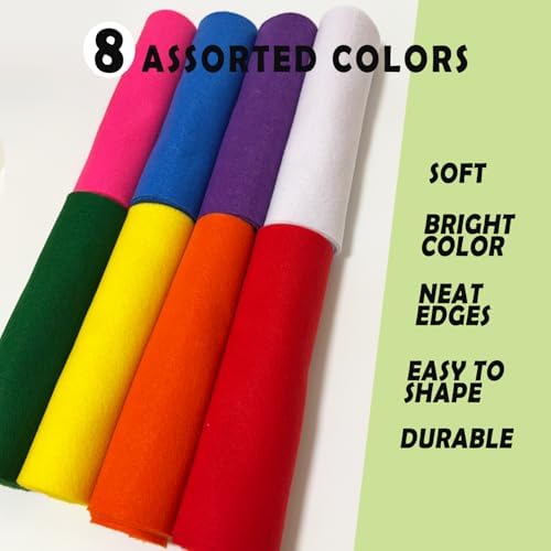 Rainbow 8 Assorted Soft Felt Sheets Fabric, Each 8'' x 36'' 1.6mm Thick | Long - Image 2