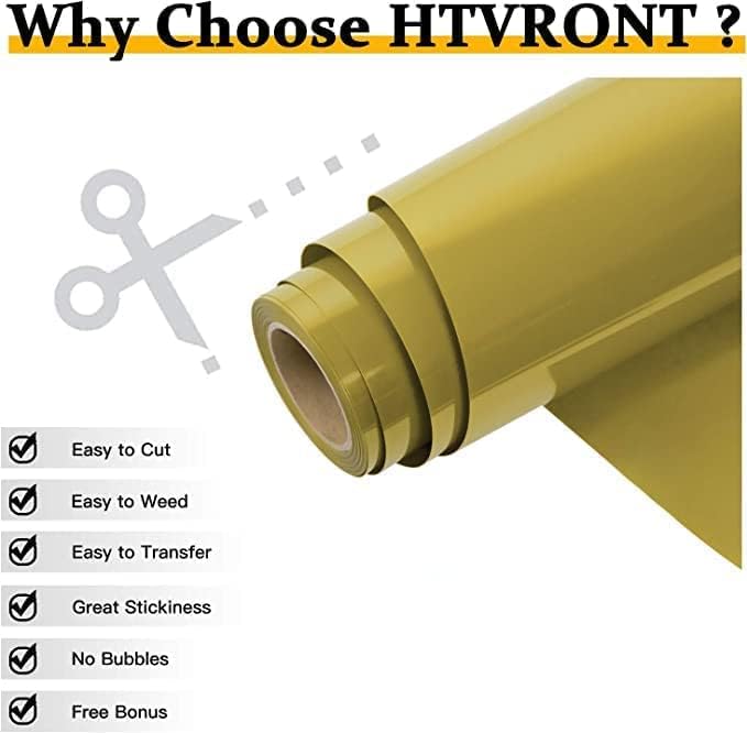 HTVRONT Heat Transfer Vinyl Gold HTV Rolls, HTV Vinyl - Image 3
