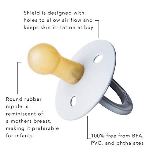 BIBS Pacifiers Colour Collection | Natural Rubber Baby Pacifier | Set of 2 BPA-Free Soothers | Made in Denmark | 0+ Months (Pack of 2) | Sage Night