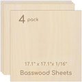 4 Pack Plywood Sheets, 17.1" x 17.1"x 1/16" Basswood Sheets | 1.5mm Basswood by Hosifiy