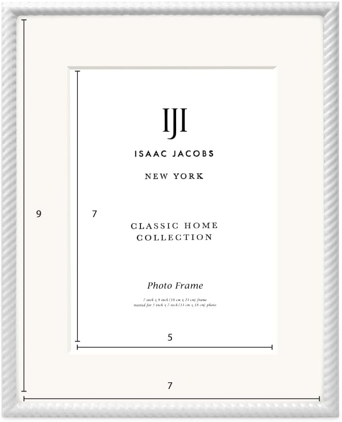 Isaac Jacobs 7x9 White Metal Rope Border Picture Frame, Horizontal & Vertical - Image 3
