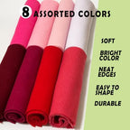 Red Pink 8 Assorted Soft Felt Sheets Fabric, Each 8'' x 36'' 1.6mm Thick | Long - Image 2