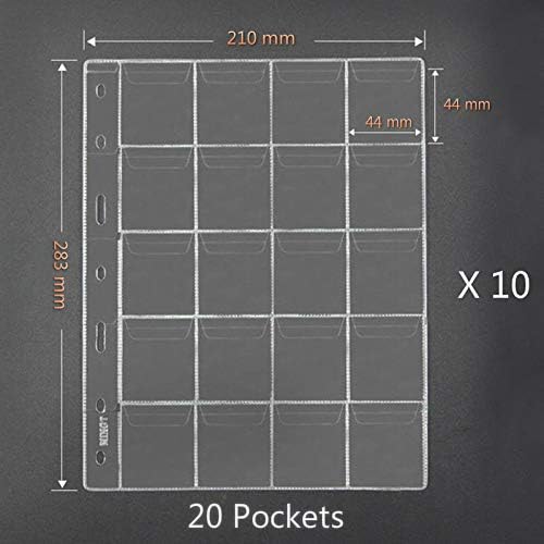 20 Pocket Coin Pages 10 Sheet Plastic Coin Holders Stamp Collector Supplies | - Image 2