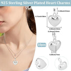Beebeecraft 10Pcs Puffy Heart Charms, Small 0.6in 925 Sterling Silver Plated - Image 2