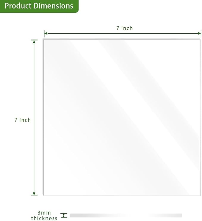 7 x 7 Acrylic Sheet 1/8 Thick 3mm 6 Pieces Plexiglass Sheet, - Image 2