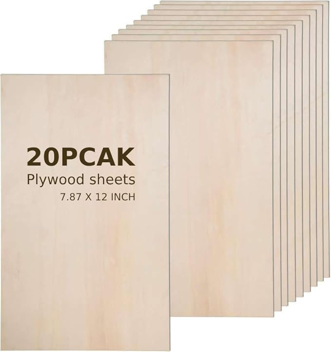 Plywood Board 20PCS 12" x8" x 1/12 inch Basswood Sheets Thin Wood Sheets Perfect by Thiecoc