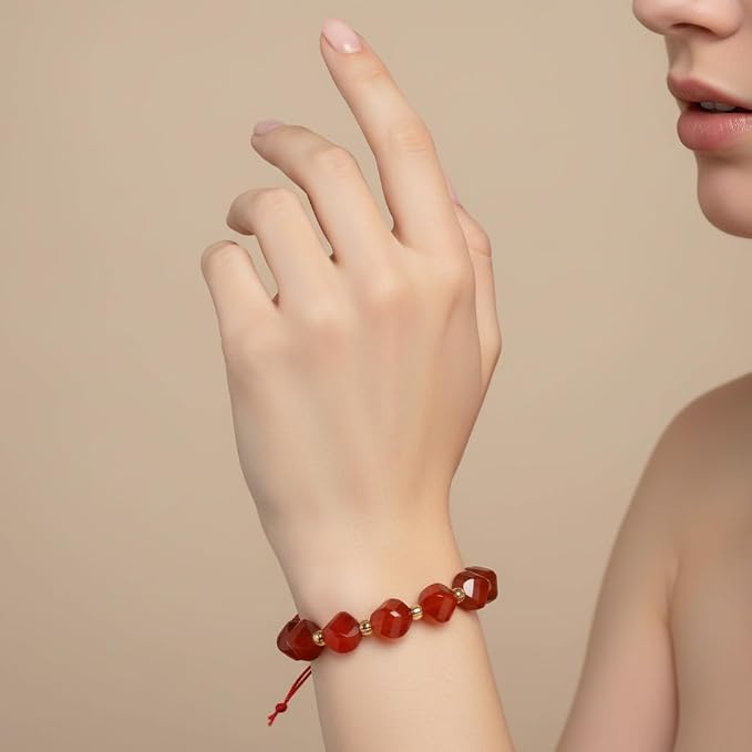 34pcs Natural Red Striped Agate Stone Beads - Image 5
