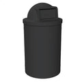 55 Gallon Circle 100% Recycled Plastic Heavy Duty Outdoor Trash Can with Push Open Dome Lid and Internal Liner - Black
